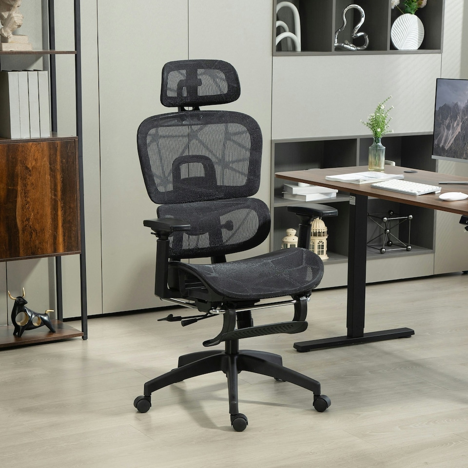 image 1 of HOMCOM Ergonomic Office Chair Swivel Computer Chair with 3D Armrest Grey