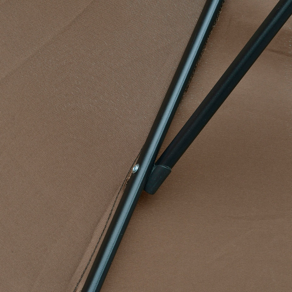 image 1 of Outsunny 3(m) Garden Banana Parasol Cantilever Umbrella w/Crank& Base, Brown