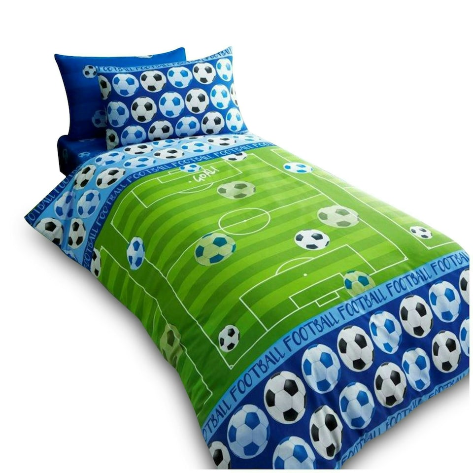 image 1 of VELVETIO Goal Duvet Cover Set Luxury Reversible Kids Printed Beddings Blue | Single