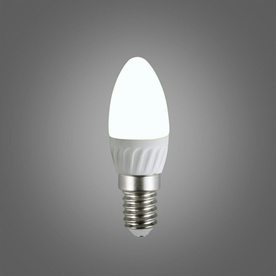 image 1 of ValueLights 6 Pack E14 White Plastic Candle LED 4W Cool White 6500K 400lm Light Bulb