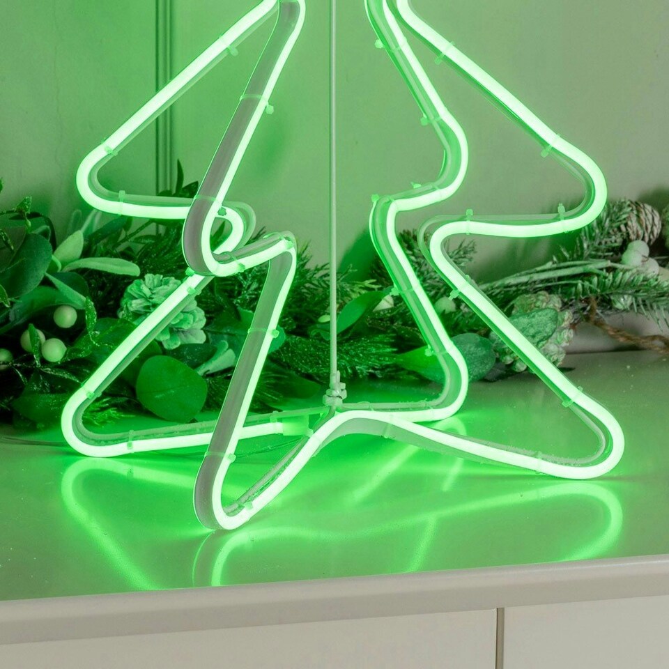 image 1 of ValueLights Christmas Tree Green Illuminated Decoration and Integrated 2835 Integrated LED 6W Green Bulb