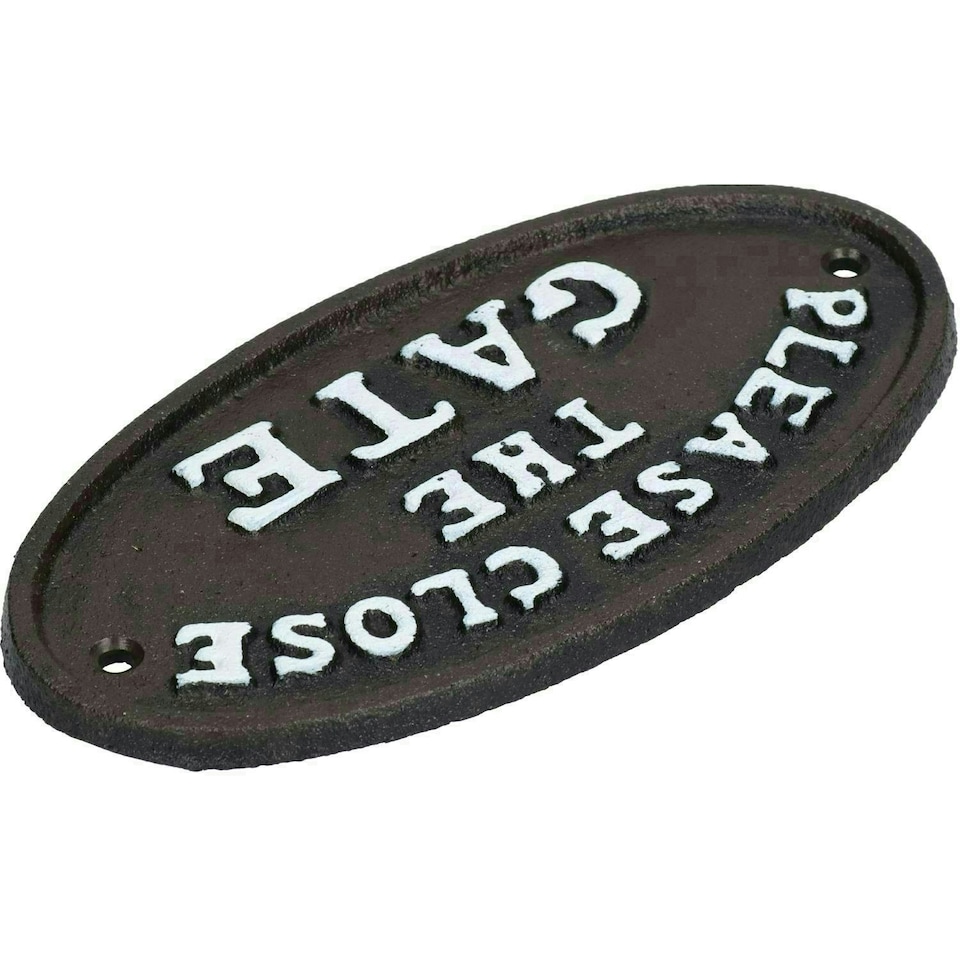 image 1 of Please Close The Gate Black Cast Iron Sign Plaque Door Wall House Gate Garden