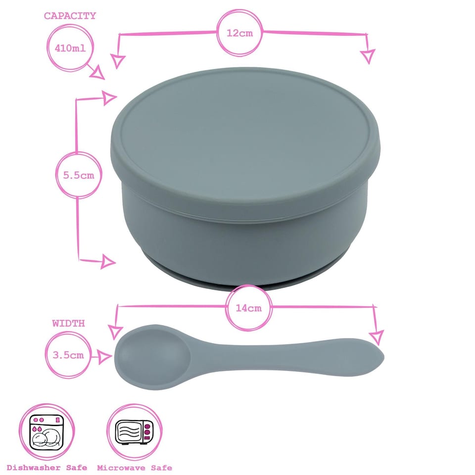 image 1 of Tiny Dining Silicone Suction Bowl & Spoon Set - Tradewinds - Non-Slip Silicone Baby Toddler Weaning Bowl Feeding Set | Blue | Tradewinds