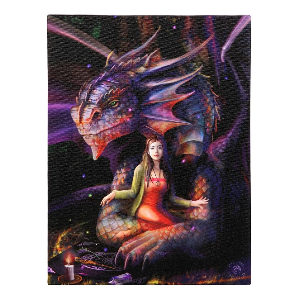19x25cm Spirit Dragon Canvas Plaque by Anne Stokes - Canvas