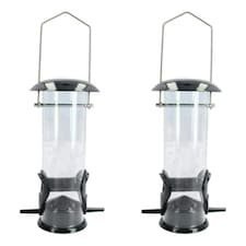 2PK Small Deluxe Bird Feeder Seed Holder Hanging Feeding Station For Wild Birds