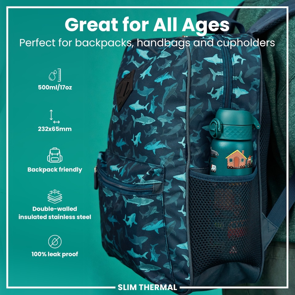 image 1 of Leak Proof Slim Water Bottle, Vacuum Insulated, 500ml (17oz) | Blue | Automobiles | One Size