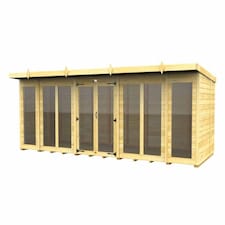 16ft x 7ft Pent Summer House (Full Height Window) - Wood - L214 x W474 x H201 cm | Brown