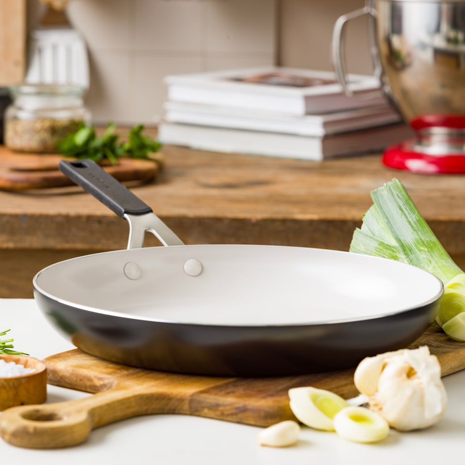 image 1 of KitchenAid Coloured Aluminium Frying Pan, 28cm, Matt Black