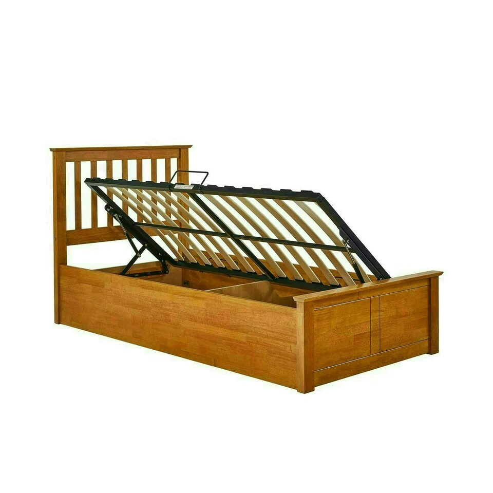 image 1 of Francis Oak Wooden Ottoman Bed And Memory Maestro Memory Foam Mattress Single N/A
