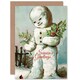 image 1 of Merry Xmas Holly Mistletoe Snowman Christmas Card