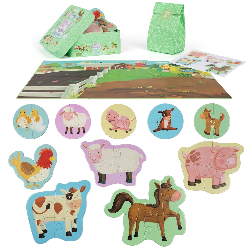 image 1 of boppi 10 in 1 Toddler Jigsaw Puzzle - Farmyard