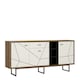 image 1 of Brolo 3 Door 1 Drawer Wide Sideboard With the Walnut and Dark Panel Finish