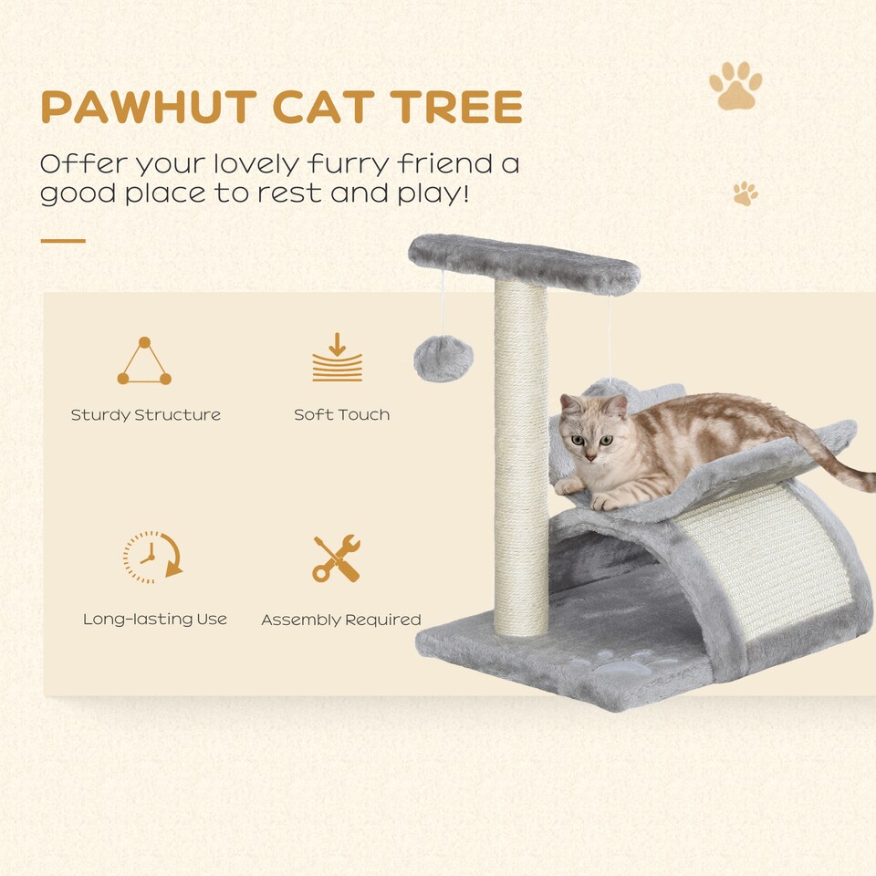 image 1 of PawHut Cat Tree Tower, Rotatable Top Bar, Sisal Post, Tunnel, Balls