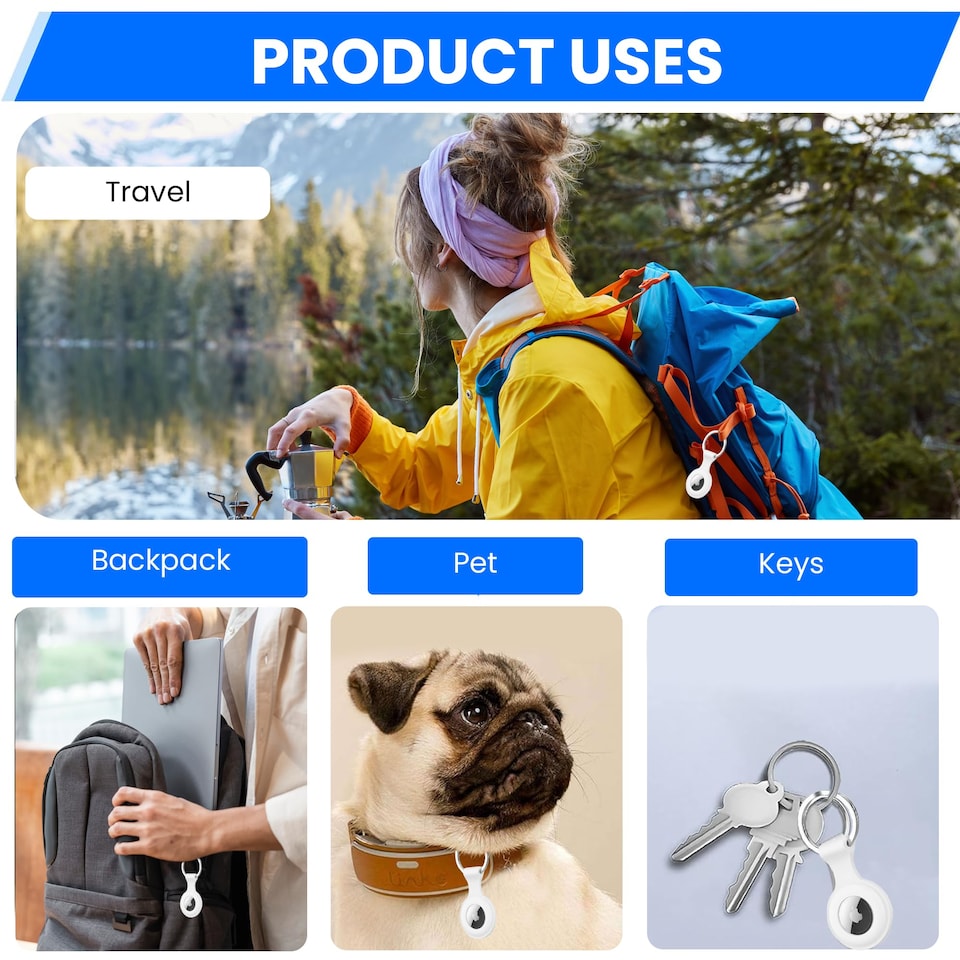 image 1 of AirTag Holder & Keyring Apple AirTag Case (Without P09 Tracker)