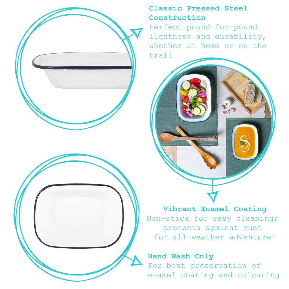 image 1 of Argon Tableware White Enamel Pie Dishes - 25.5cm - Grey - Pack of 2