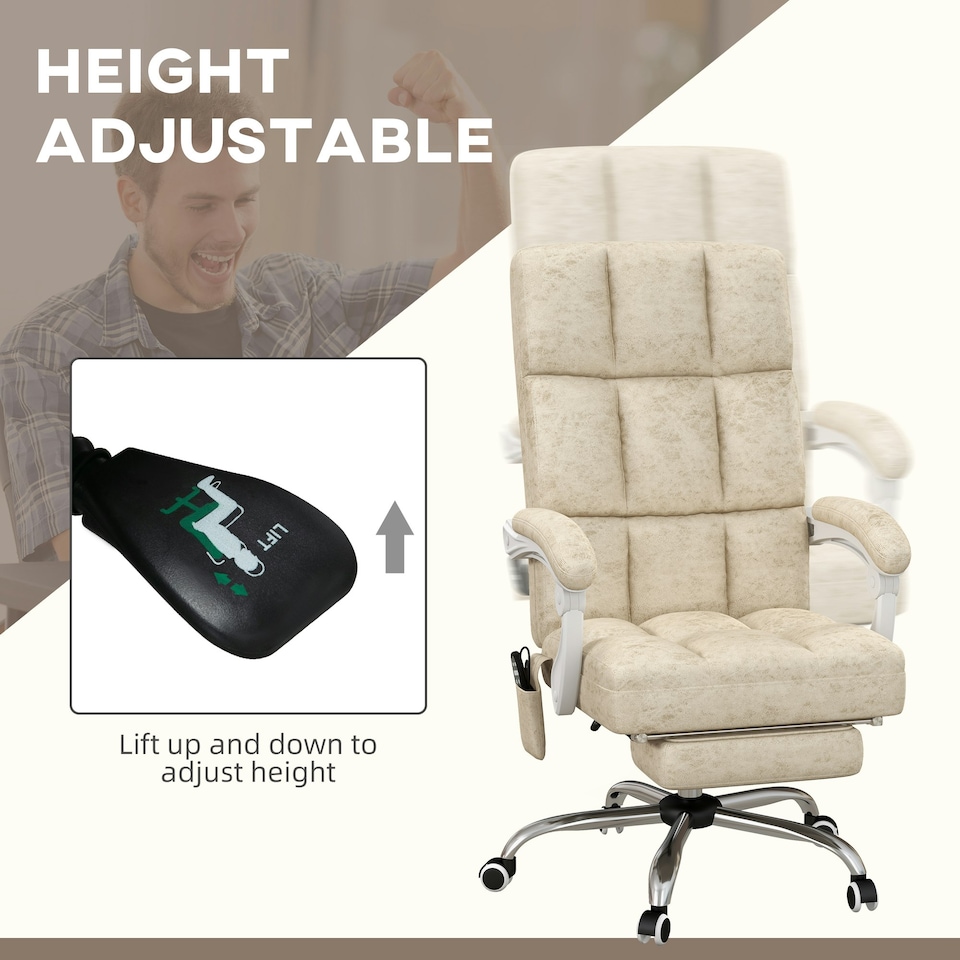 image 1 of Vinsetto Massage Office Chair with Footrest and Heat, Beige
