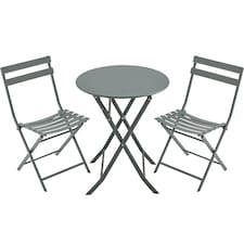 Yaheetech 3-Piece Outdoor Bistro Set with 1 Table & 2 Chairs-Gray | Grey | Grey