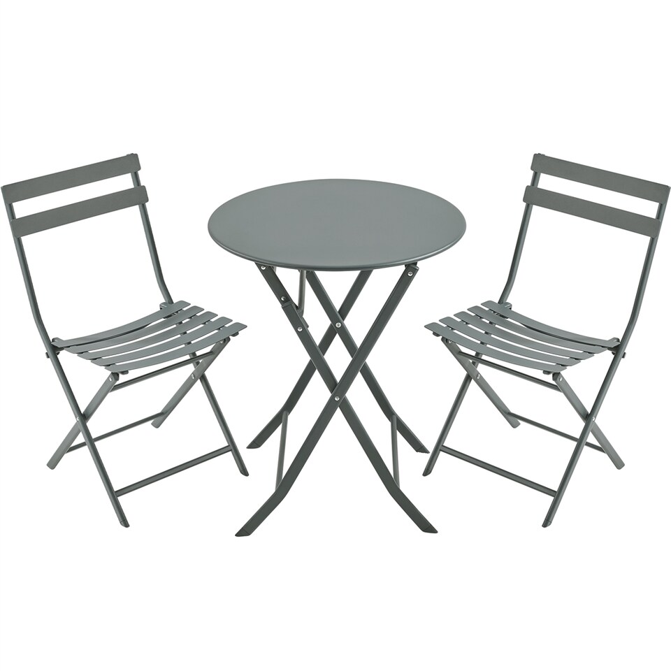 image 1 of Yaheetech 3-Piece Outdoor Bistro Set with 1 Table & 2 Chairs-Gray | Grey | Grey