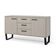 image 3 of Texas 2 Door 3 Drawer Medium Sideboard in Antique Waxed Pine - Industrial Style with Metal Legs | Grey | Grey | One Size | 1