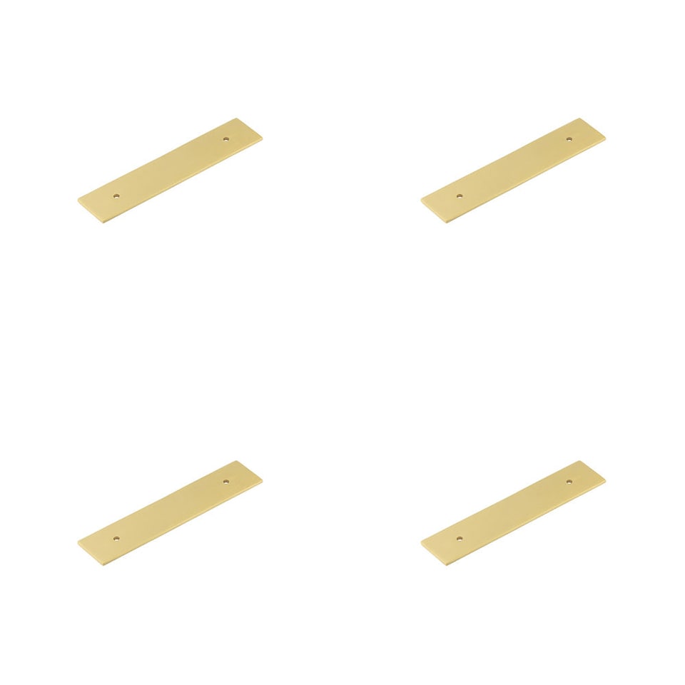 image 1 of 4 PACK Stylish Satin Brass Backplates for Cabinet Handle 140x30mm - Kitchen Drawer Pull Handle