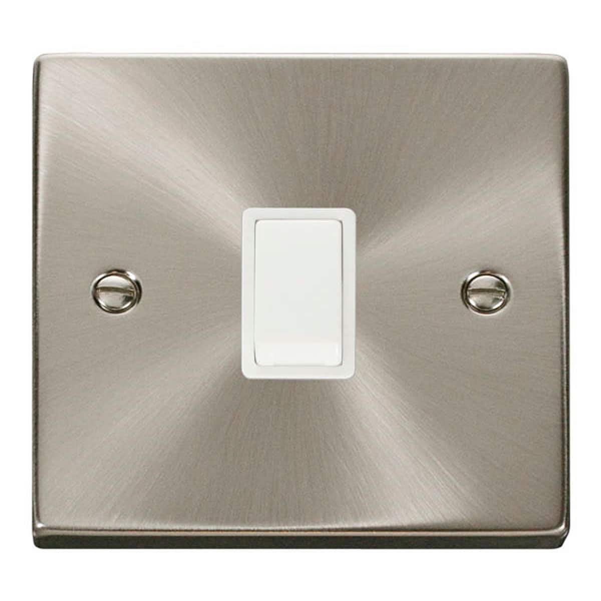 SE Home Satin / Brushed Chrome 1 Gang 20A DP Switch in Metallic Silver
