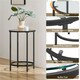 image 4 of Yaheetech Modern Round End Table with Tempered Glass Top Black