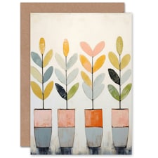 Plant Pots Green Fingers Boho Him Her Birthday Card