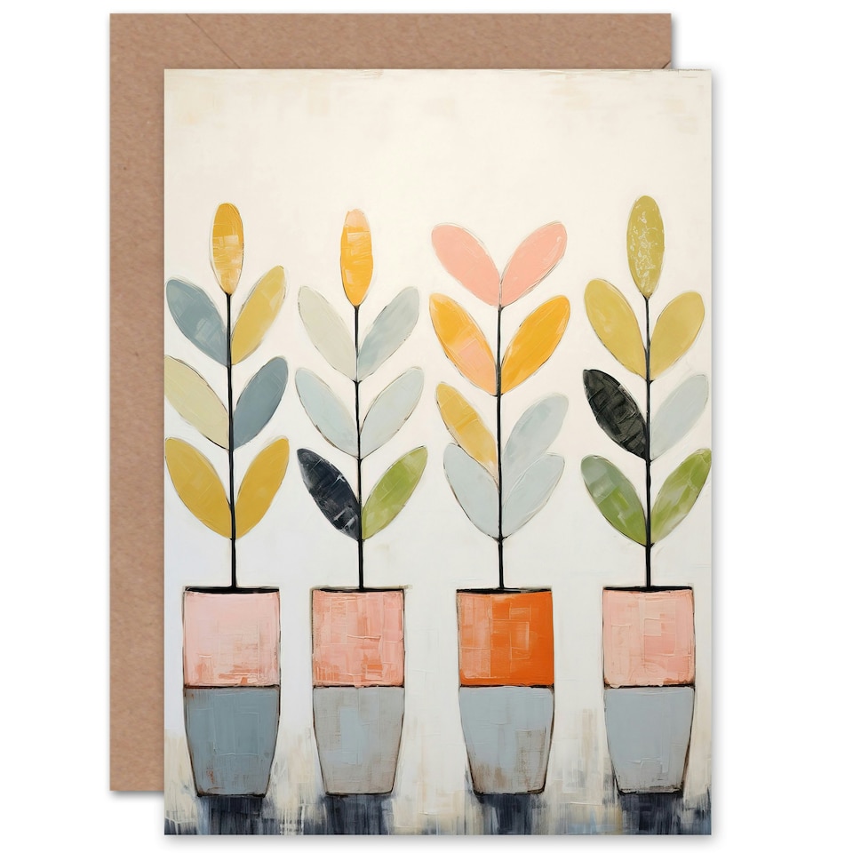 image 1 of Plant Pots Green Fingers Boho Him Her Birthday Card