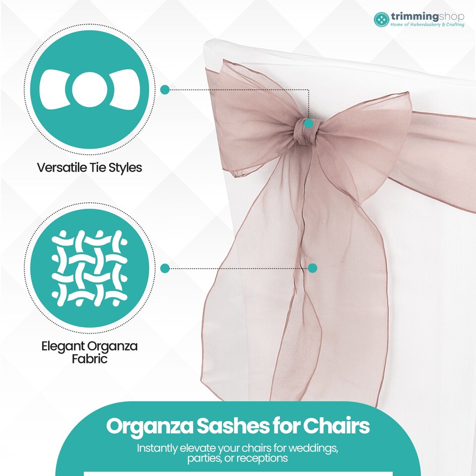 image 1 of 17 x 280cm Organza Chair Sashes, Sheer Sash Ties - 1pc
