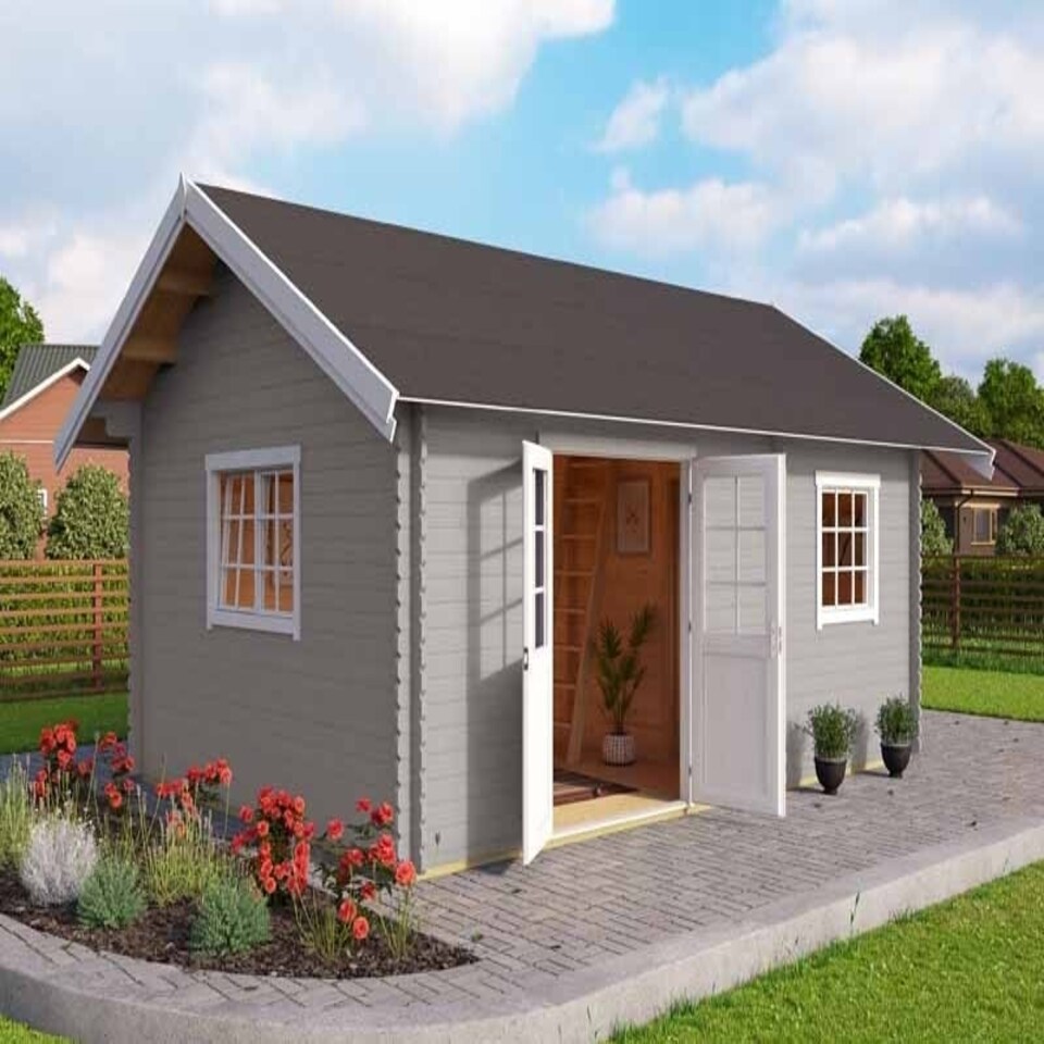 image 1 of Caroline w/o doors, windows + Caroline 40 SGC-Log Cabin, Garden Room, Timber Summerhouse, Home Office - L675 x W489.9 x H330.6 cm Brown