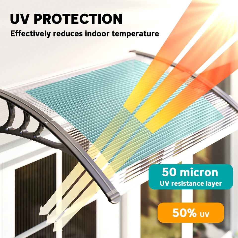 image 1 of Outsunny Outdoor Window Door Canopy Fixed Awning Porch UV Water Cover White | White | White | 1