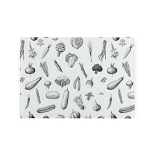 Black & White Vegetables Smooth Glass Worktop Saver - Small Chopping Board