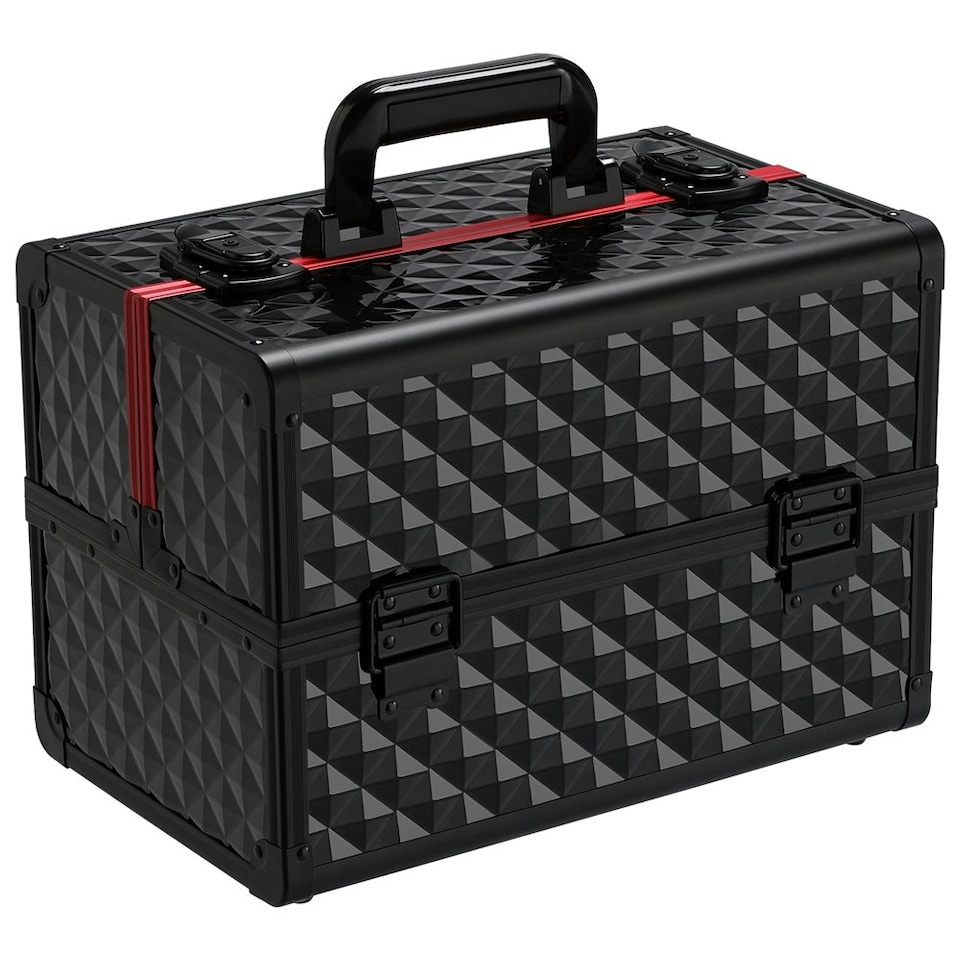 image 1 of Yaheetech Large Capacity Cosmetic Case with Adjustable Dividers | Black