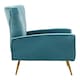 image 2 of Interiors by Premier Green Velvet Chair with Gold Finish Legs, Vertical Channel Tufted Comfort Seat, Winged-Back Velvet Armchair Green