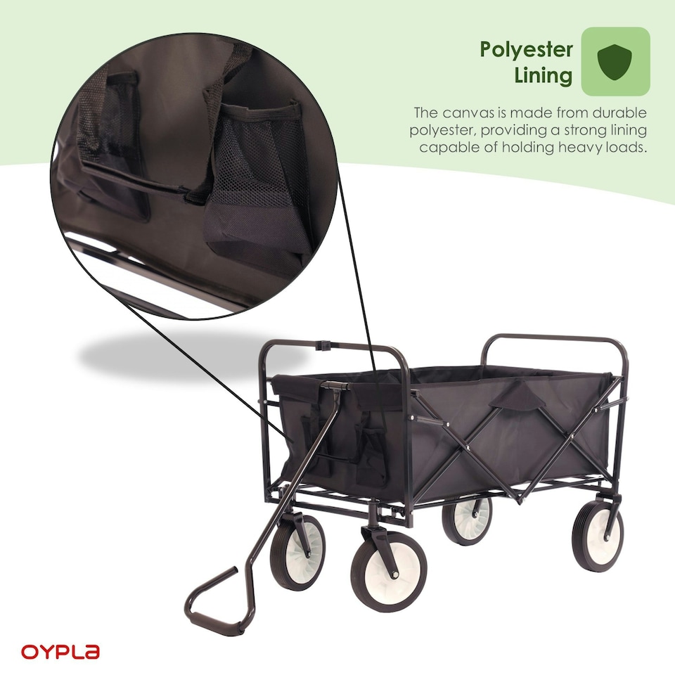 image 1 of Oypla Black Heavy Duty Foldable Garden Festival Trolley Folding Cart Wagon Truck Wheelbarrow