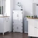 image 2 of HOMCOM Accent Floor Storage Cabinet, Kitchen Cupboard Sideboard with Adjustable Shelves and 2 Lower Doors, White