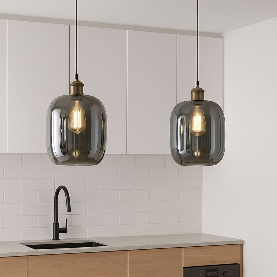 image 1 of CGC Lighting Lorna Smoked Glass Cylinder Lampshade