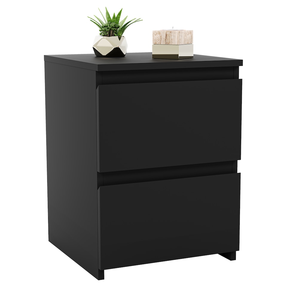 image 1 of Vida Designs Denver 2 Drawer Bedside Chest Cabinet Table Nightstand, Black