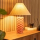 image 1 of ValueLights Athena Pink Seashell Table Lamp with Natural Tapered Shade | Pink