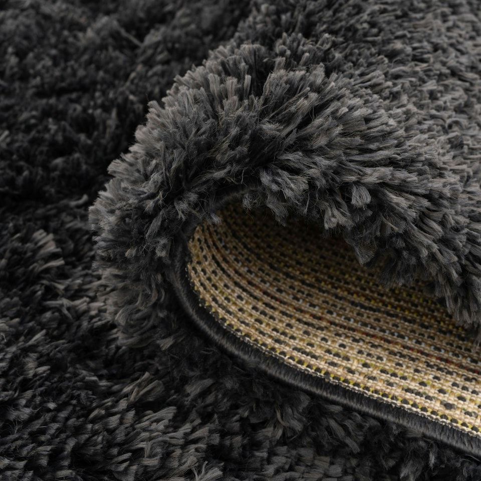 image 1 of KUKOON Charcoal Grey Deep Pile Shaggy Living Room Area Rug 60cm x 110cm