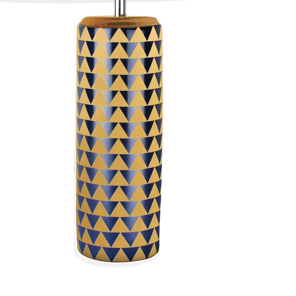 image 1 of First Choice Lighting Set of 2 Navy Blue and Gold Ceramic 52cm Table Lamps Blue | White