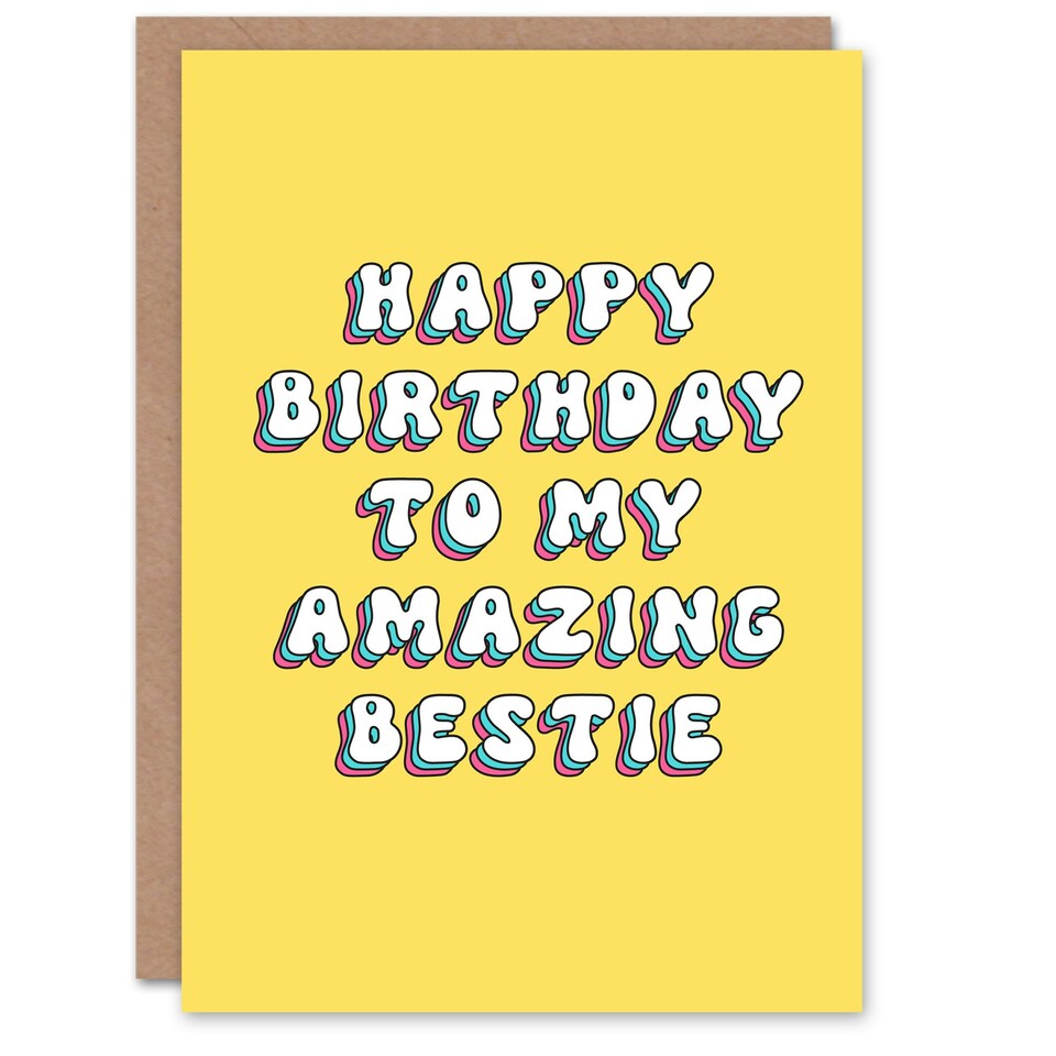 image 1 of My Amazing Bestie Bright Retro Sweet Woman Friend Birthday Card