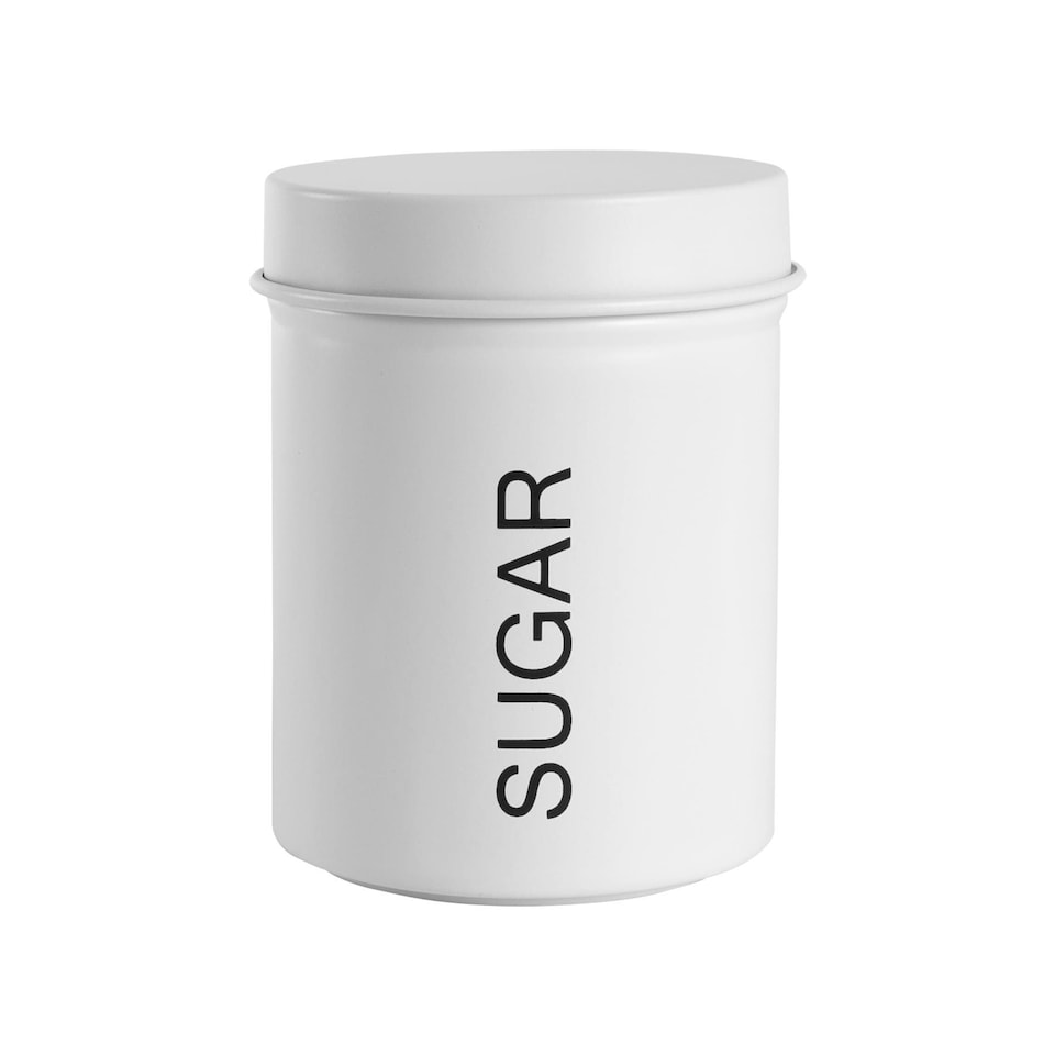 image 1 of Harbour Housewares Matt White Round Metal Kitchen Sugar Canister Kitchen Caddy Kitchen Storage Containers Canisters