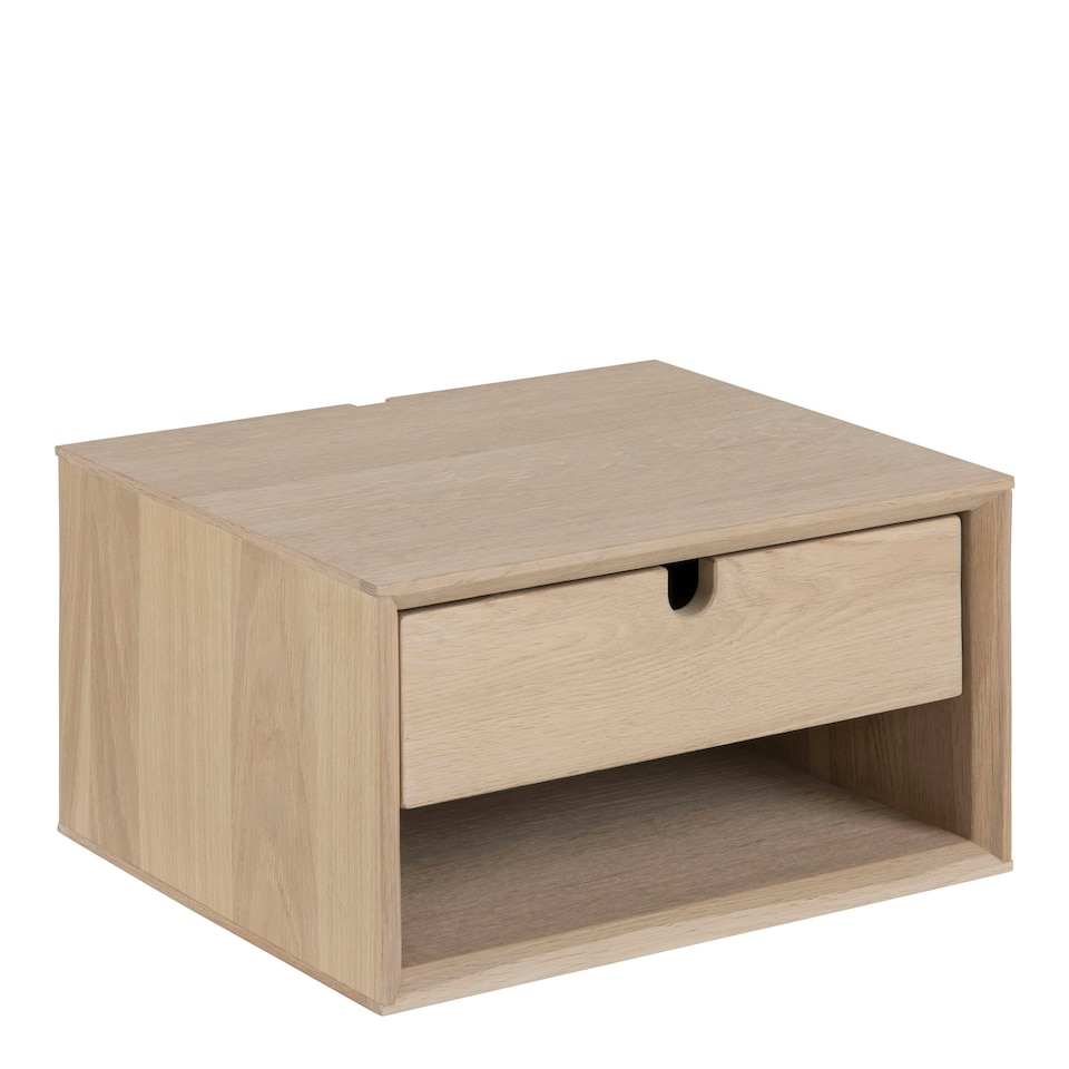 image 1 of Century 1 Drawer Wall Mounted Bedside Table in Oak