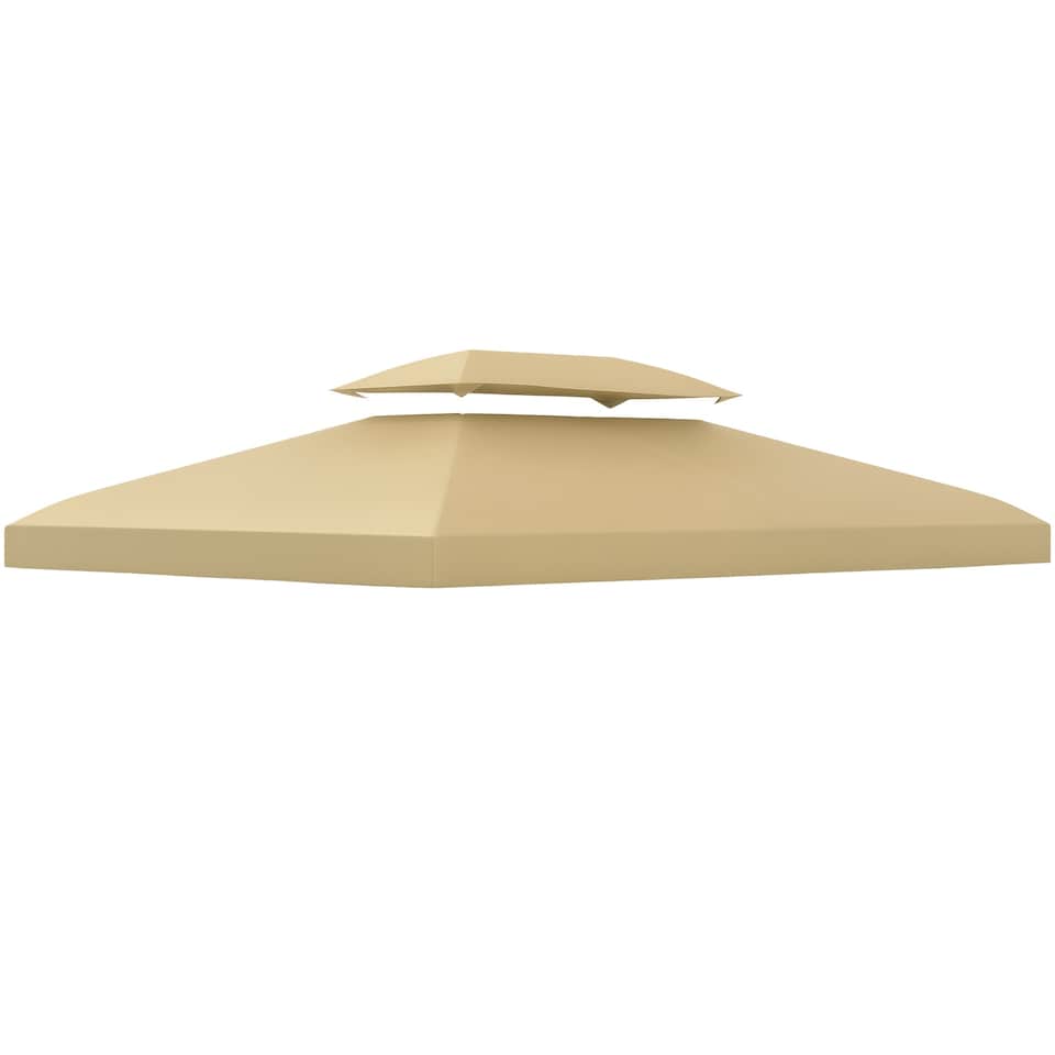 image 1 of Outsunny 3x4m Gazebo Canopy Replacement, 2 Tier Top Roof UV Cover Garden Patio Outdoor Sun Awning Shelters (TOP COVER ONLY) | Cream | Cream