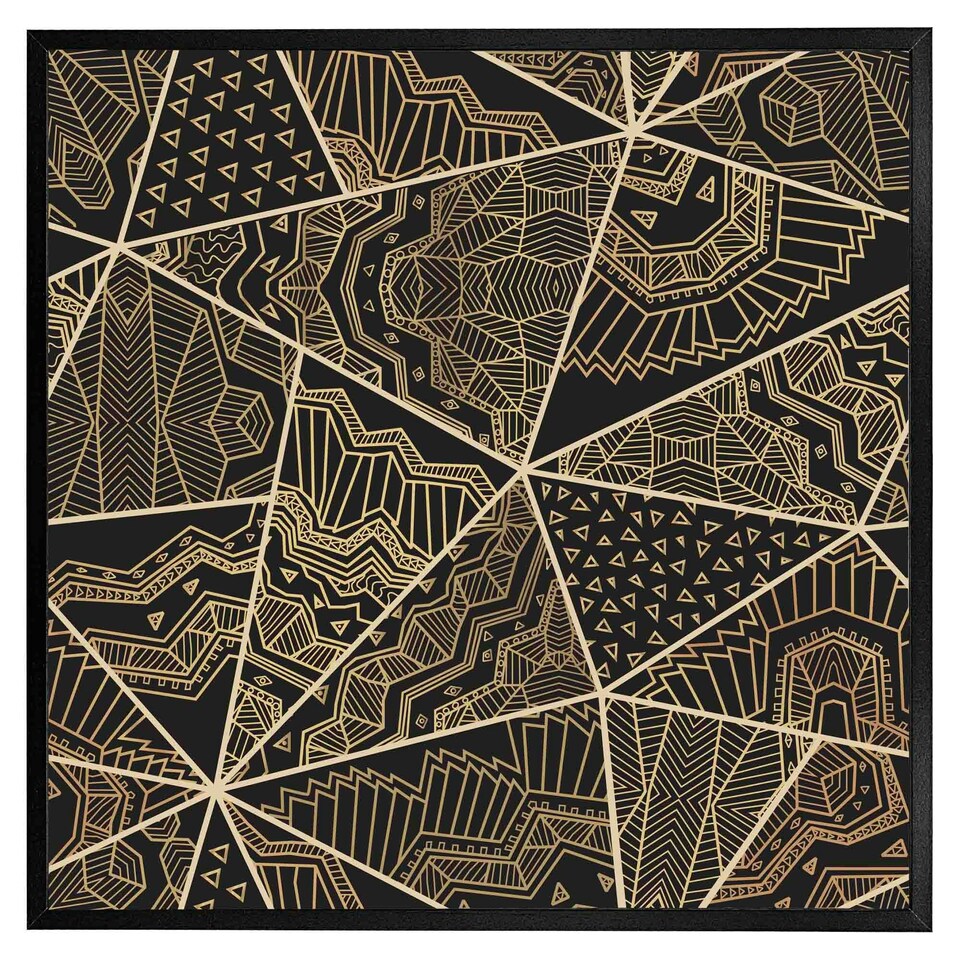 image 1 of Geometric triangles with patterns (Picutre Frame) Brown | Oak | XS
