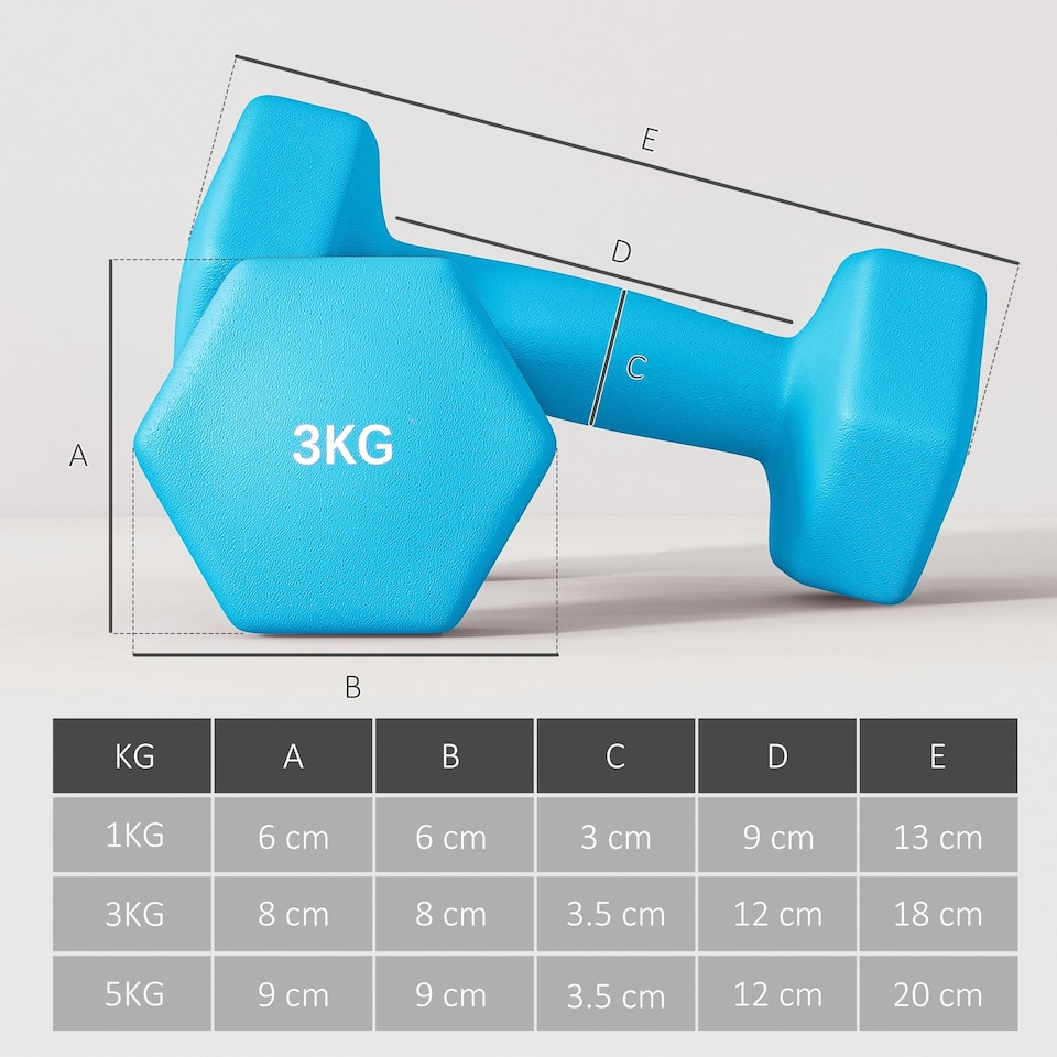 image 1 of SPORTNOW Dumbbells Set with Storage Rack, 2 x 1kg, 2 x 3kg, 2 x 5kg, Pink