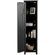 image 5 of COSTWAY Wood Tall Storage Cabinet 4 Tires Display Organizer Black