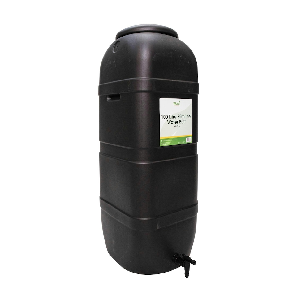 image 1 of Strata Slim Space Saver Water Butt 100L With Lid & Tap Carry Handles in Black