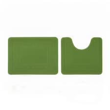 2 Piece Box Design Bath Mat Set Soft Absorbent Non-Slip Bathroom Mats | Green